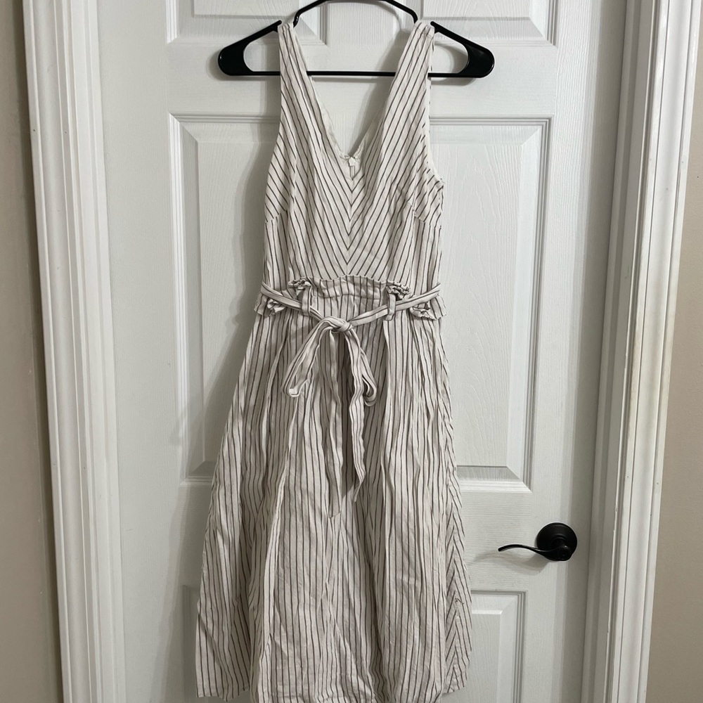 ANTONIO MELANI linen blend brown and white dress